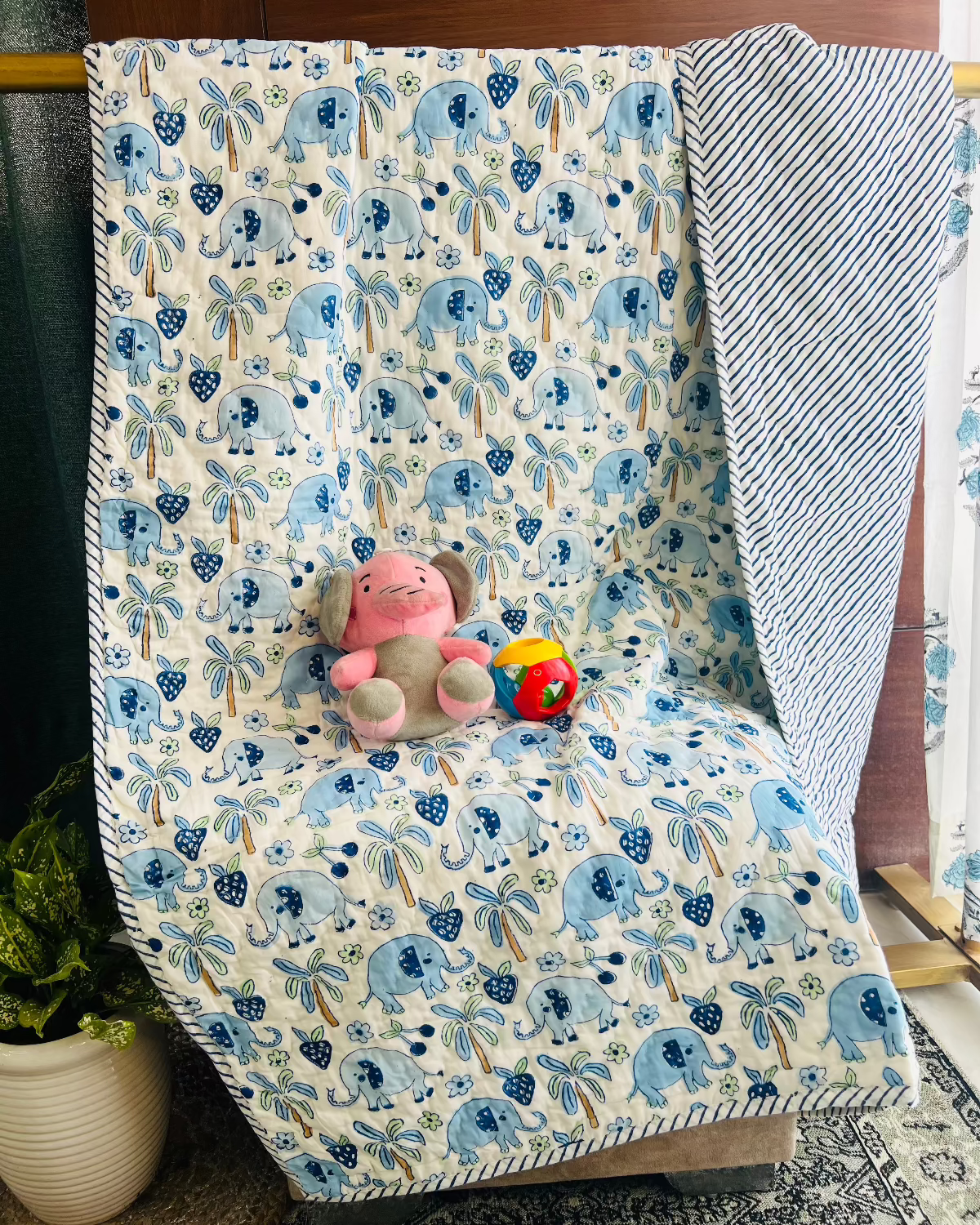 Baby Bella Kids Muslin Cotton Quilt handblock printed reversible cotton quilt for kids handcrafted in Jaipur