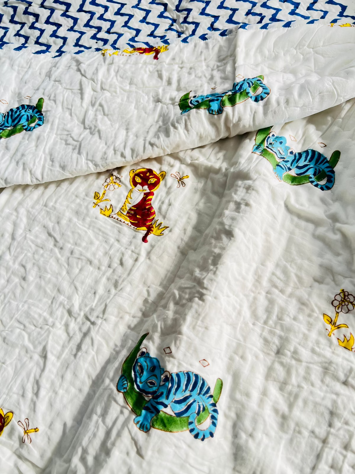 BooBoo Kids Muslin Cotton Quilt handblock printed reversible cotton quilt for kids handcrafted in Jaipur