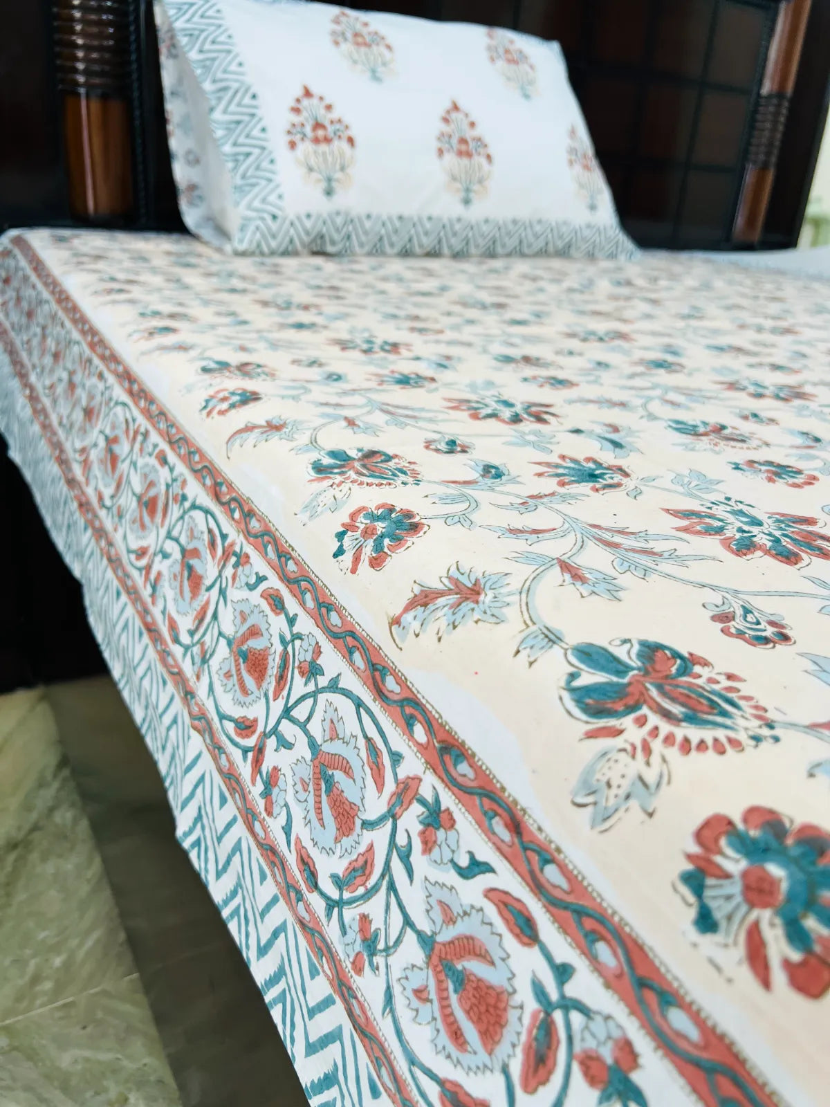 House Of Manjari Gulnaar handblock printed bedsheet