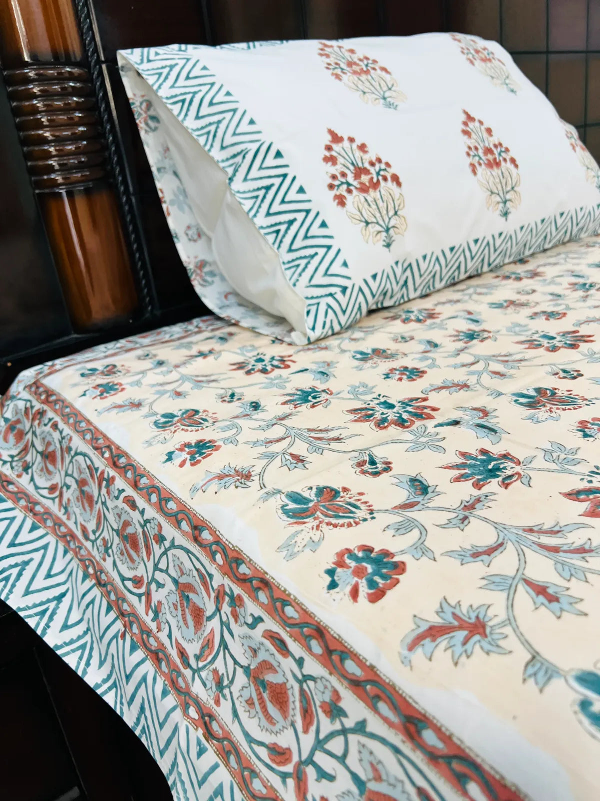 House Of Manjari Gulnaar handblock printed bedsheet