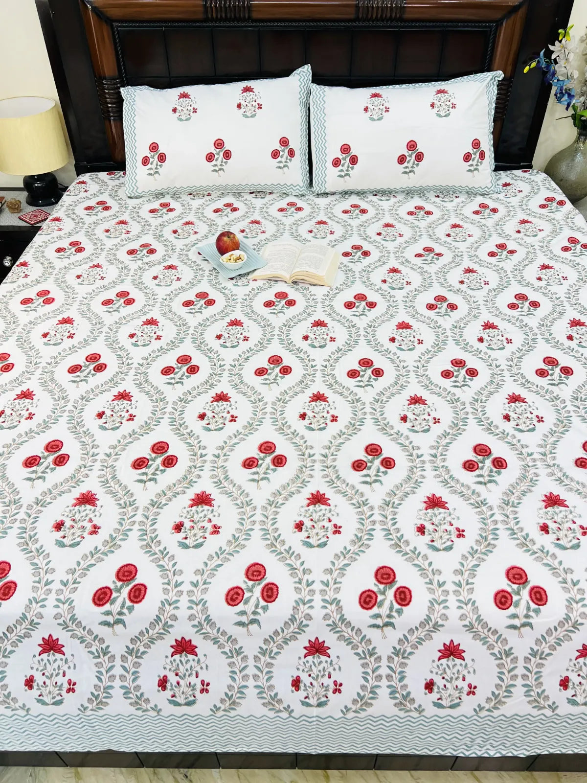 handblock printed floral bedsheet made with 100% cotton