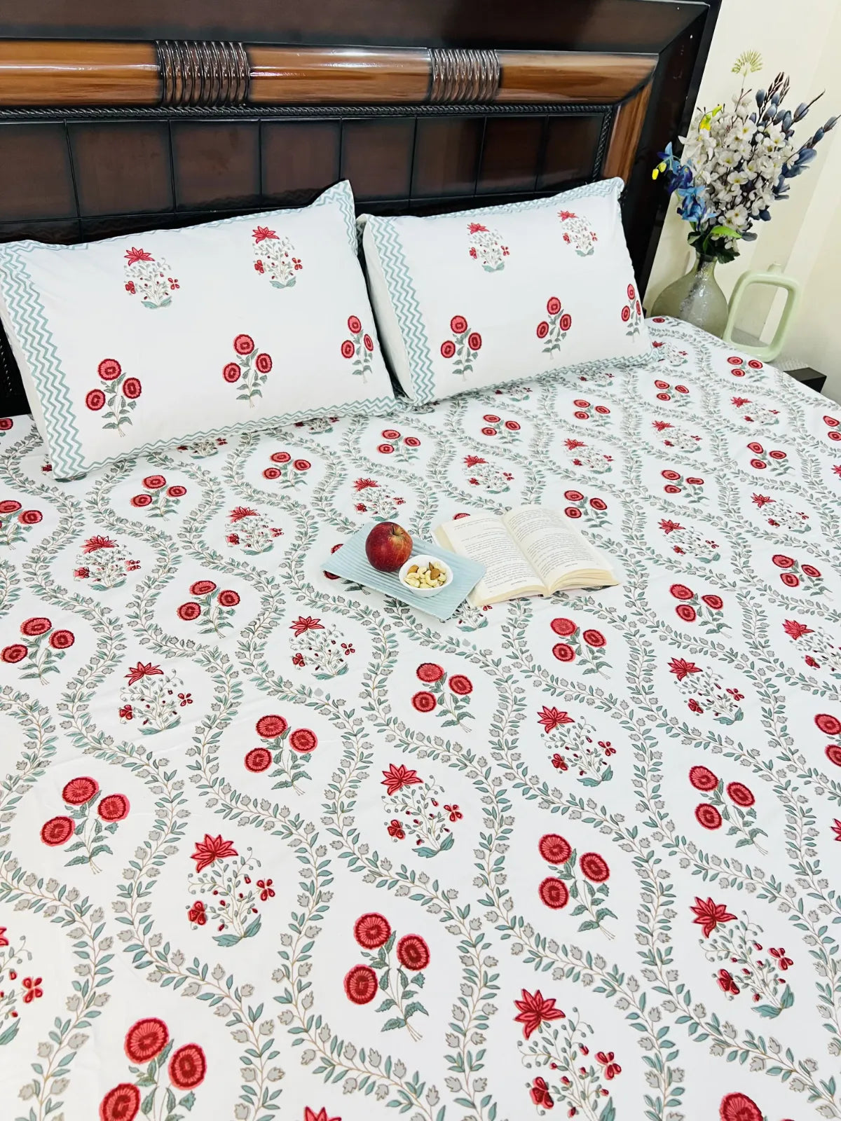 handblock printed floral bedsheet made with 100% cotton