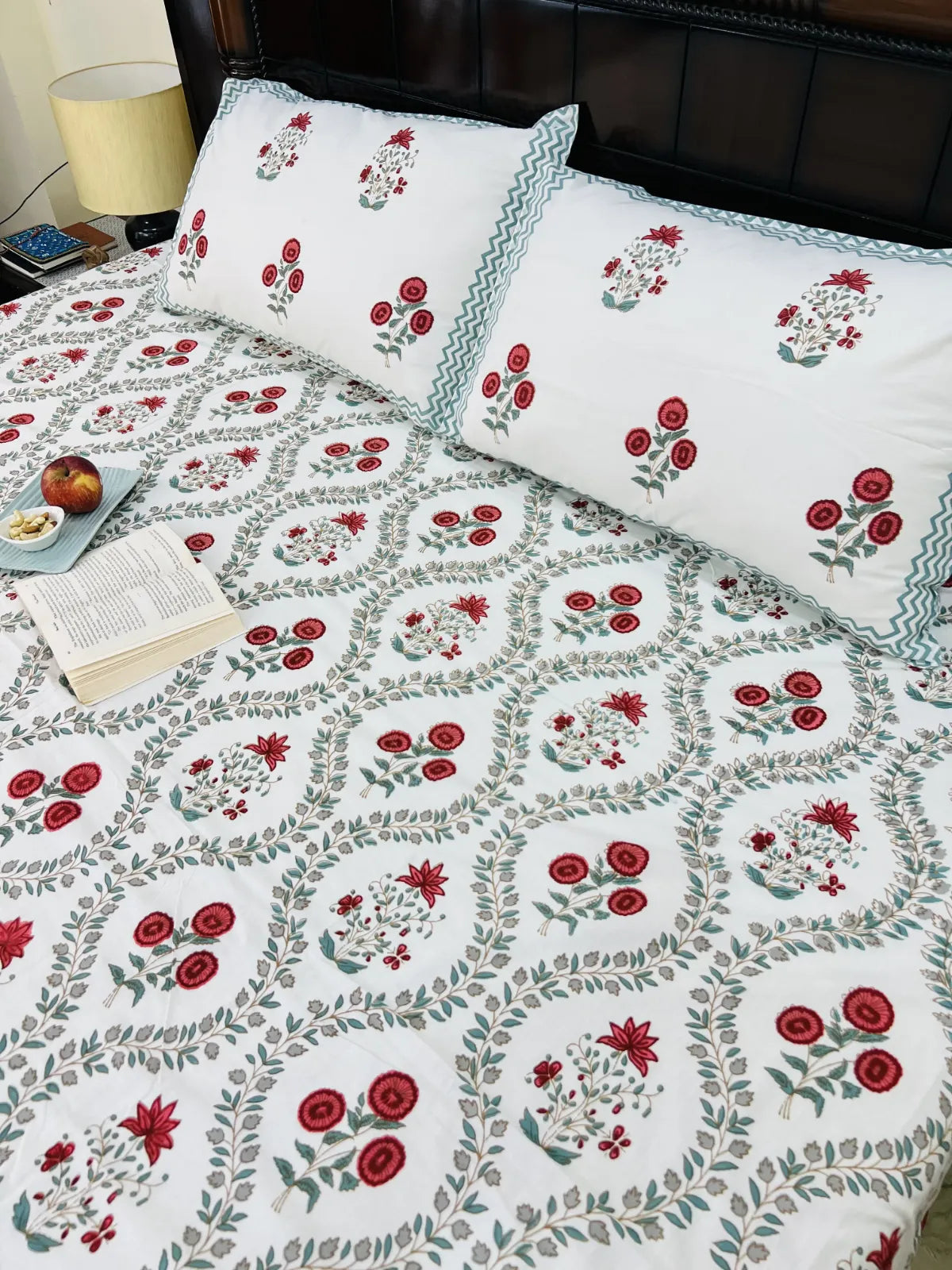handblock printed floral bedsheet made with 100% cotton