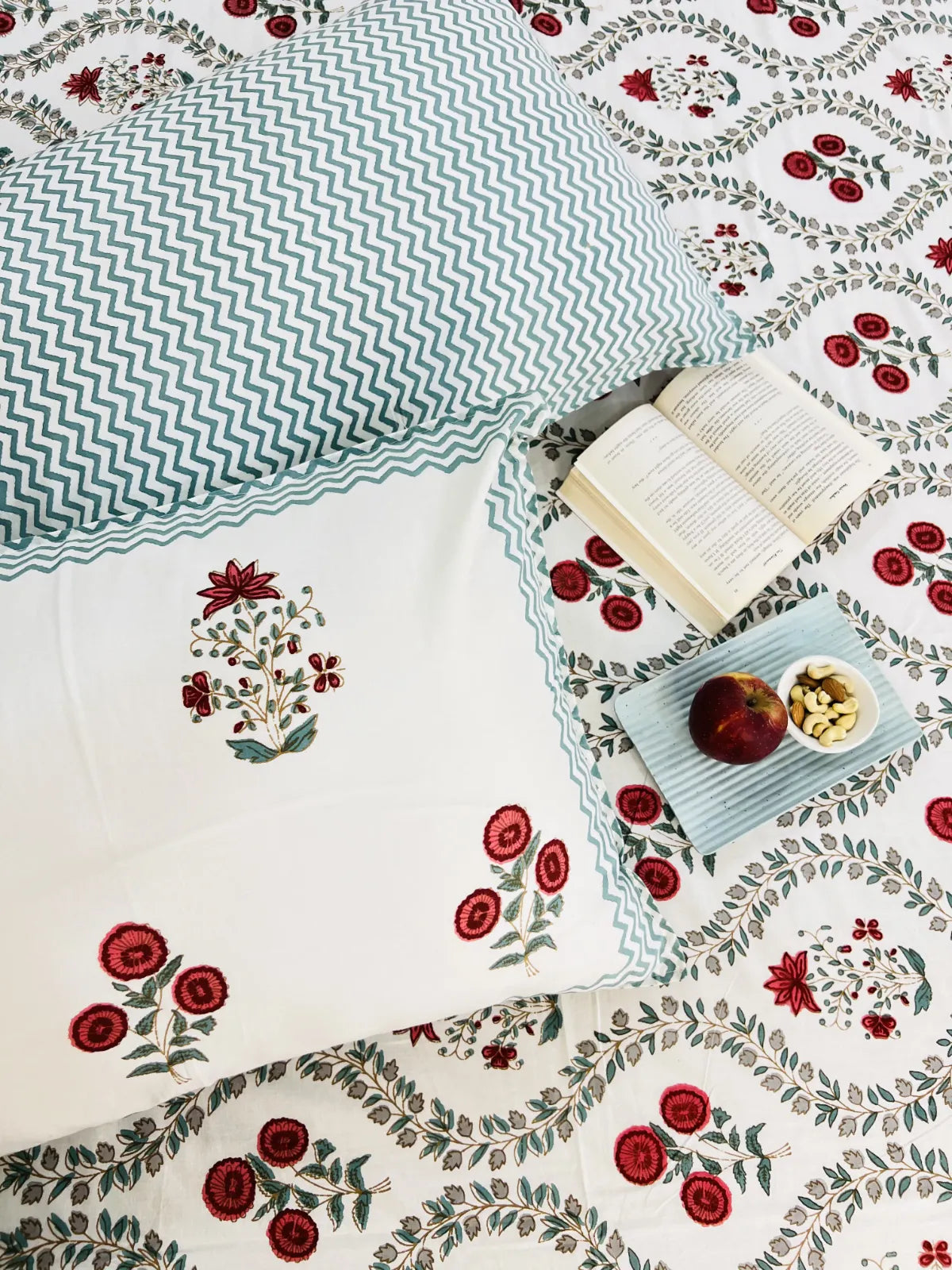 handblock printed floral bedsheet made with 100% cotton
