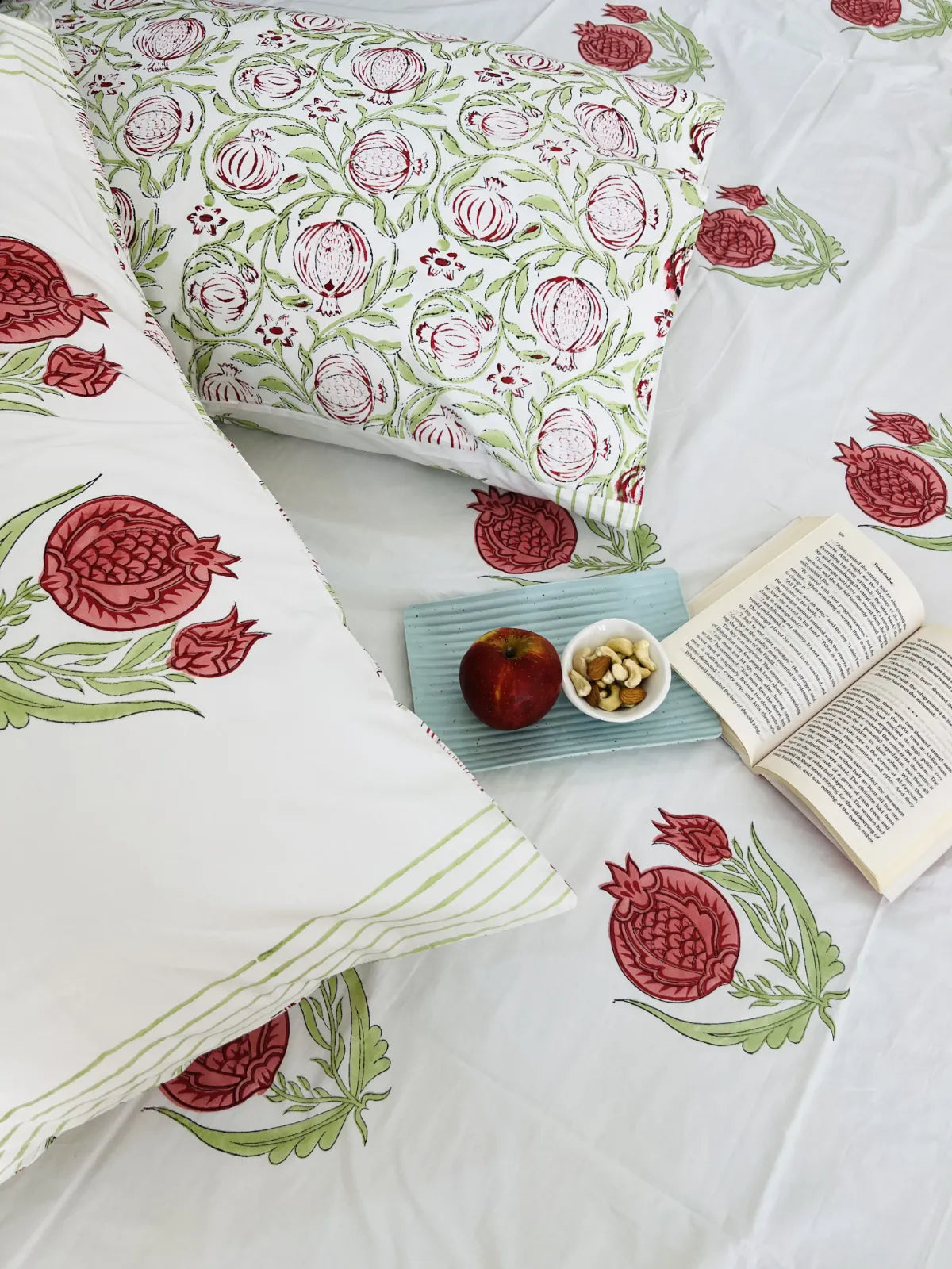 Handmade block print bedsheet red boota design