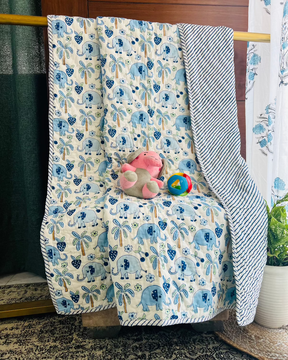 Baby Bella Kids Muslin Cotton Quilt handblock printed reversible cotton quilt for kids handcrafted in Jaipur