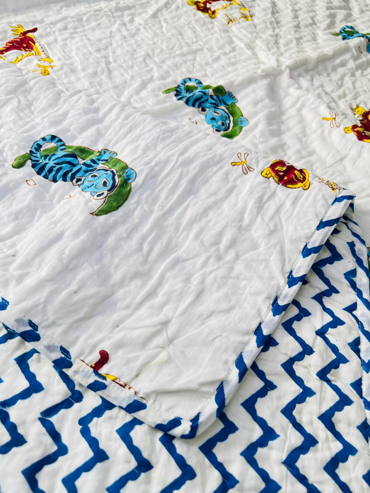 BooBoo Kids Muslin Cotton Quilt handblock printed reversible cotton quilt for kids handcrafted in Jaipur