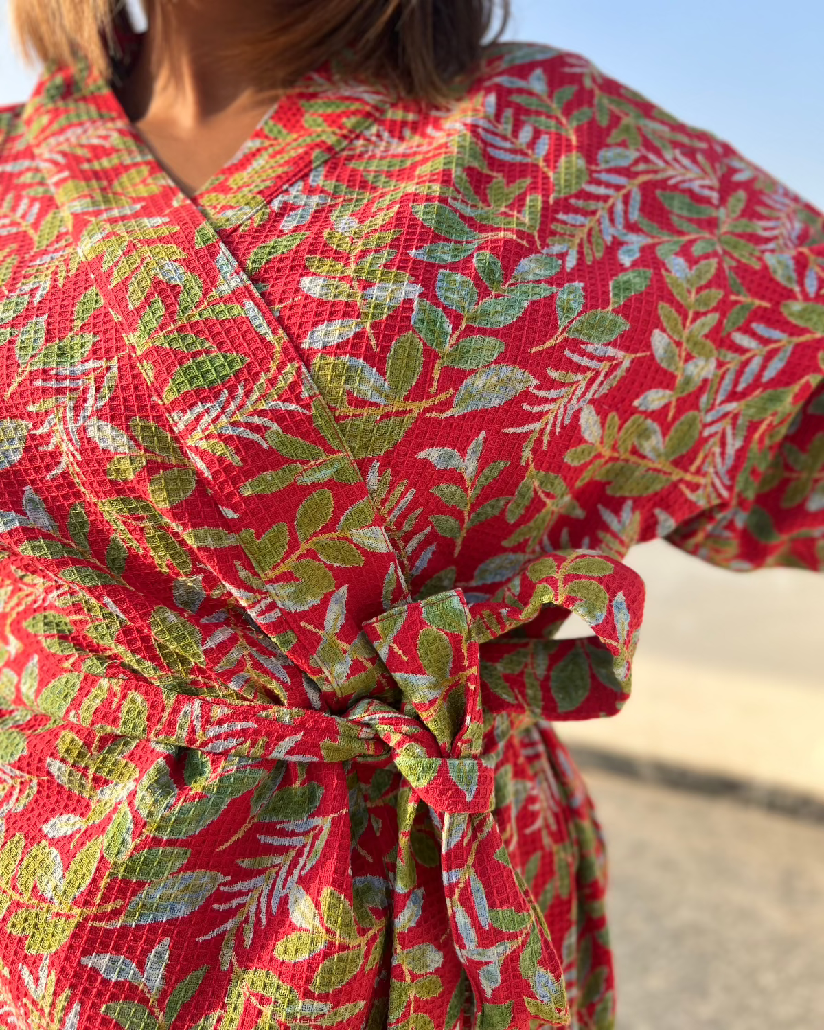 Rose Waffle Cotton Bath Robe