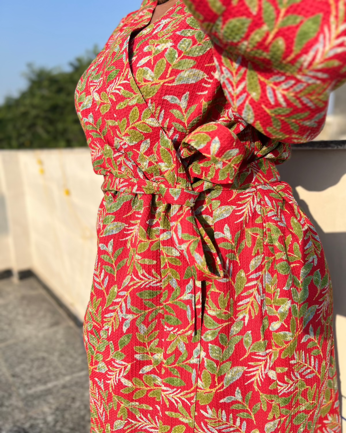 Rose Waffle Cotton Bath Robe