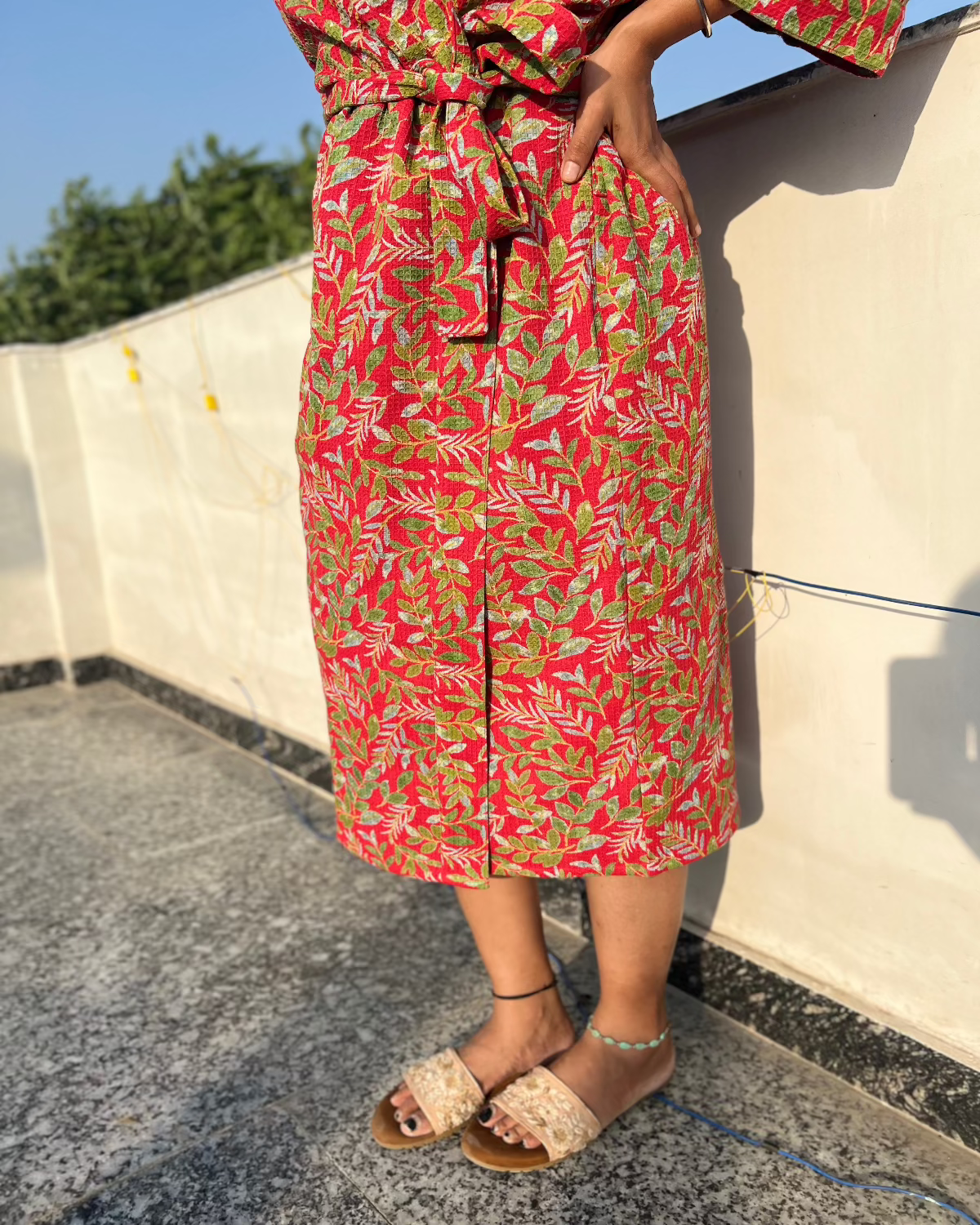 Rose Waffle Cotton Bath Robe