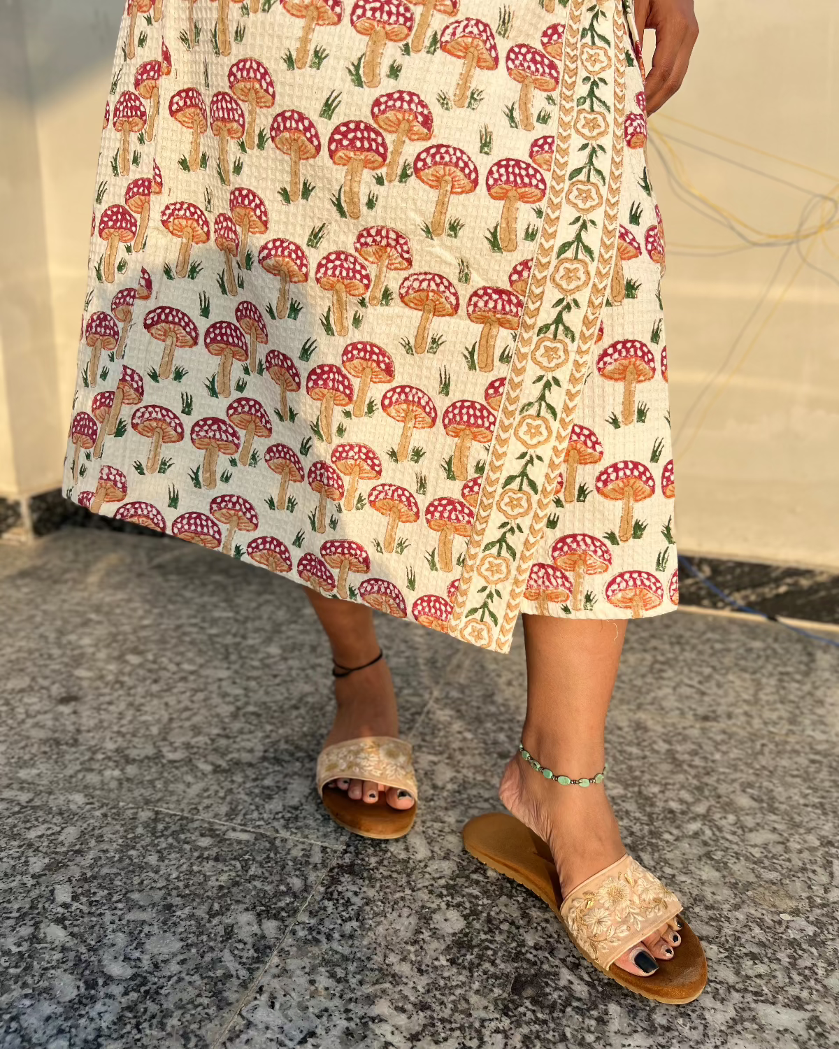 Mushroom Waffle Cotton Bath Robe