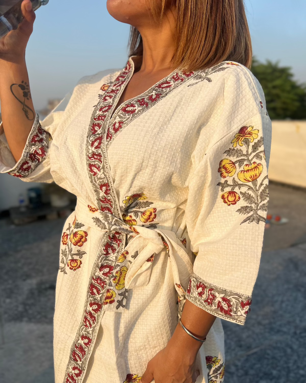 Amber Wrap Waffle Cotton Bath Robe