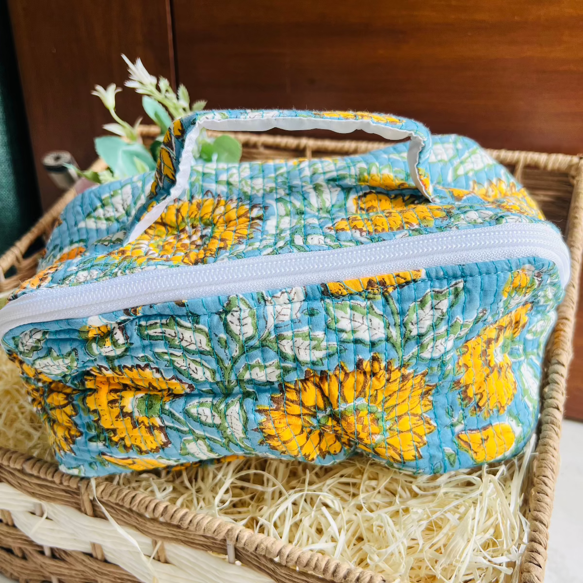 Regal Blossom Quilted Vanity Bag