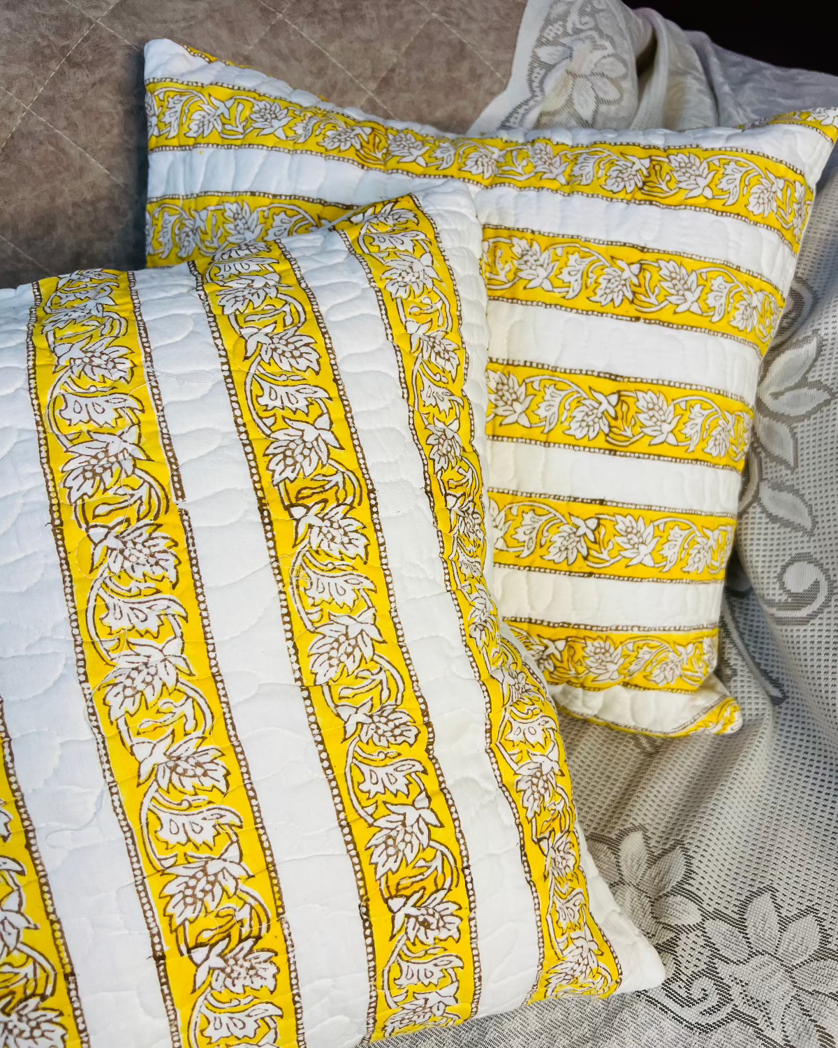 Ochre Oasis Quilted Cushion Cover