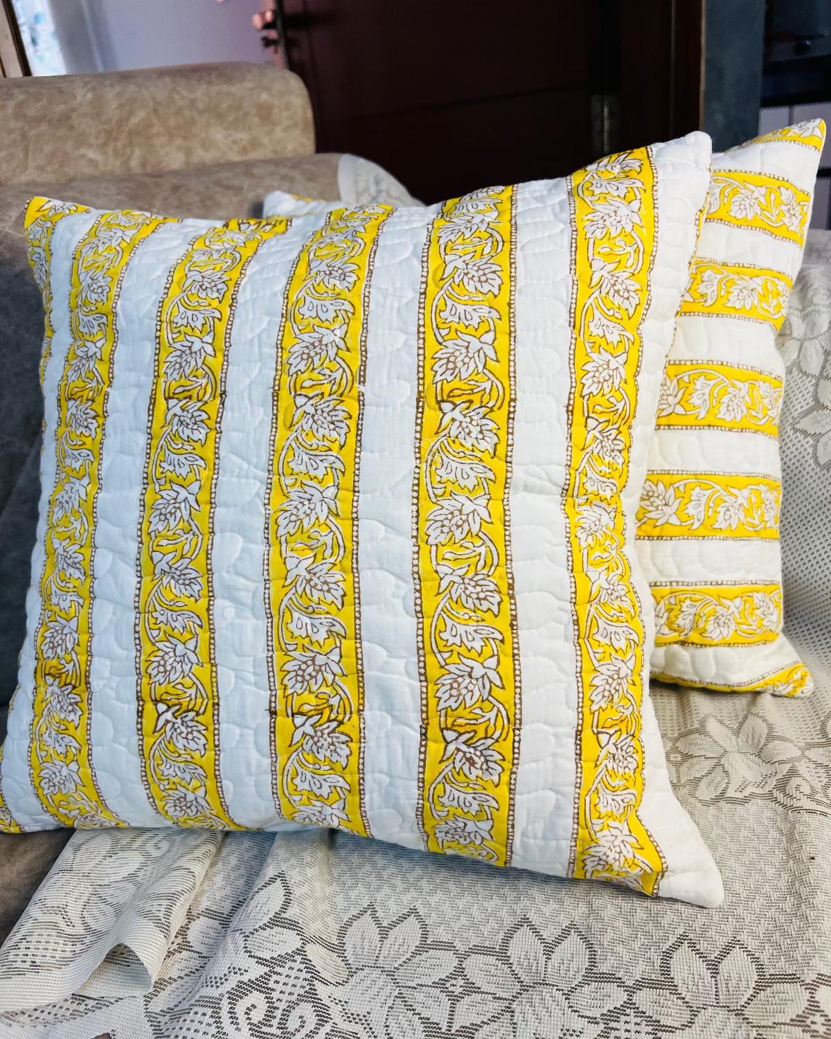 Ochre Oasis Quilted Cushion Cover
