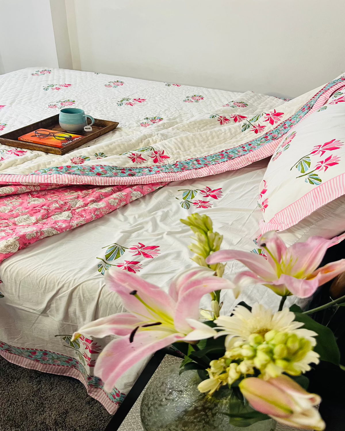 Two Lotus Quilt Bedding Set