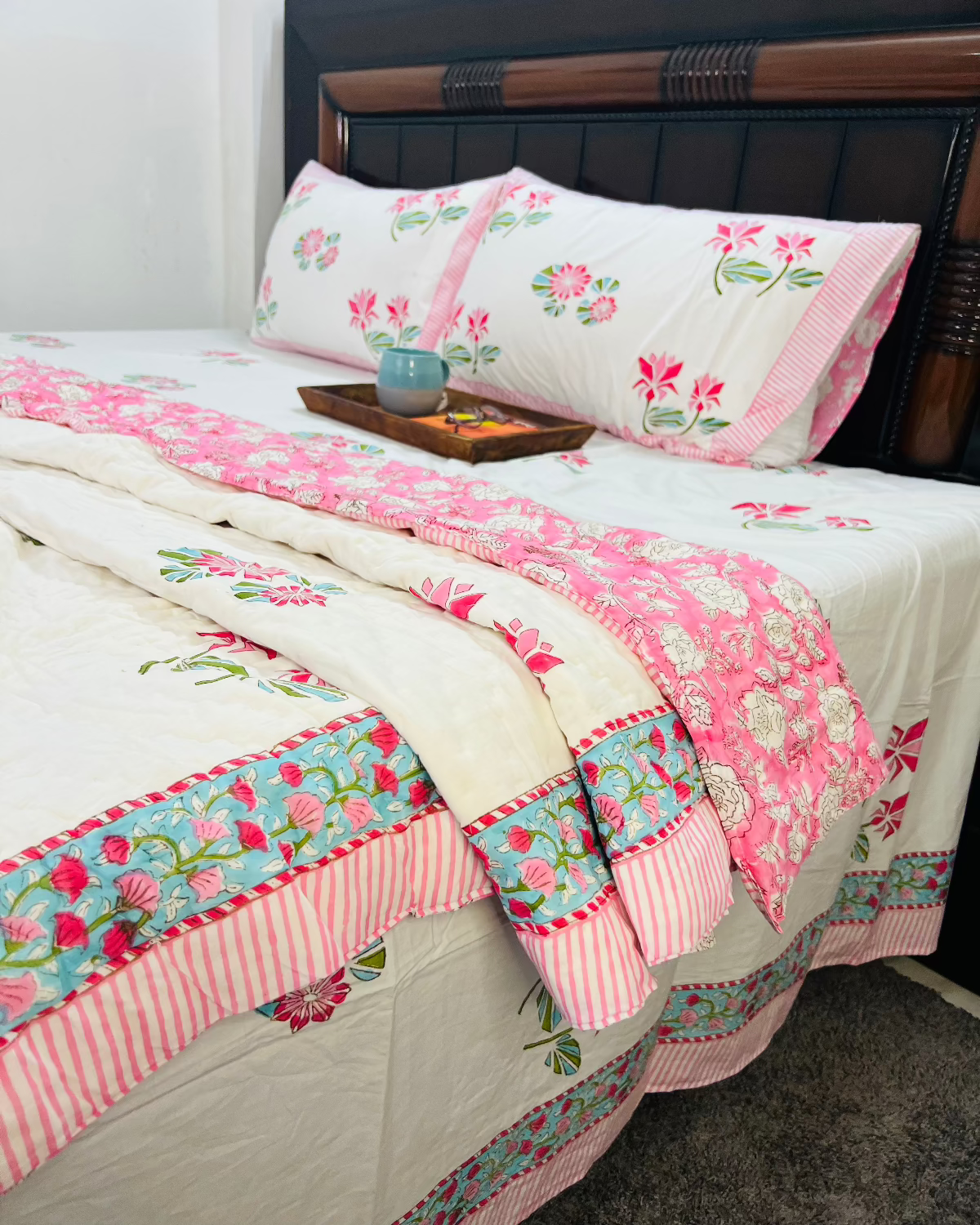 Two Lotus Quilt Bedding Set