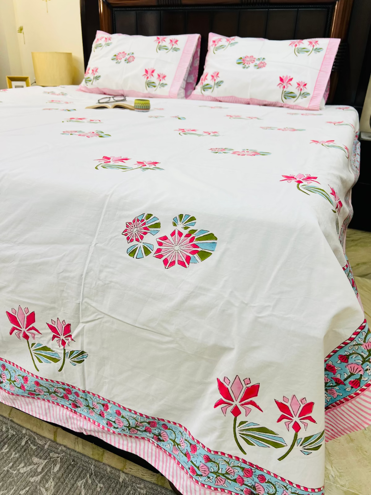Two Lotus Cotton Bedsheet Set