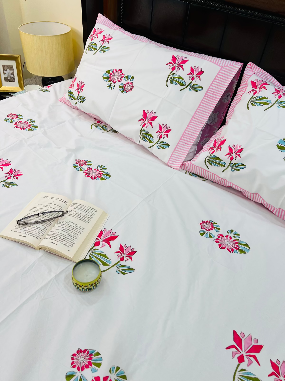 Two Lotus Cotton Bedsheet Set