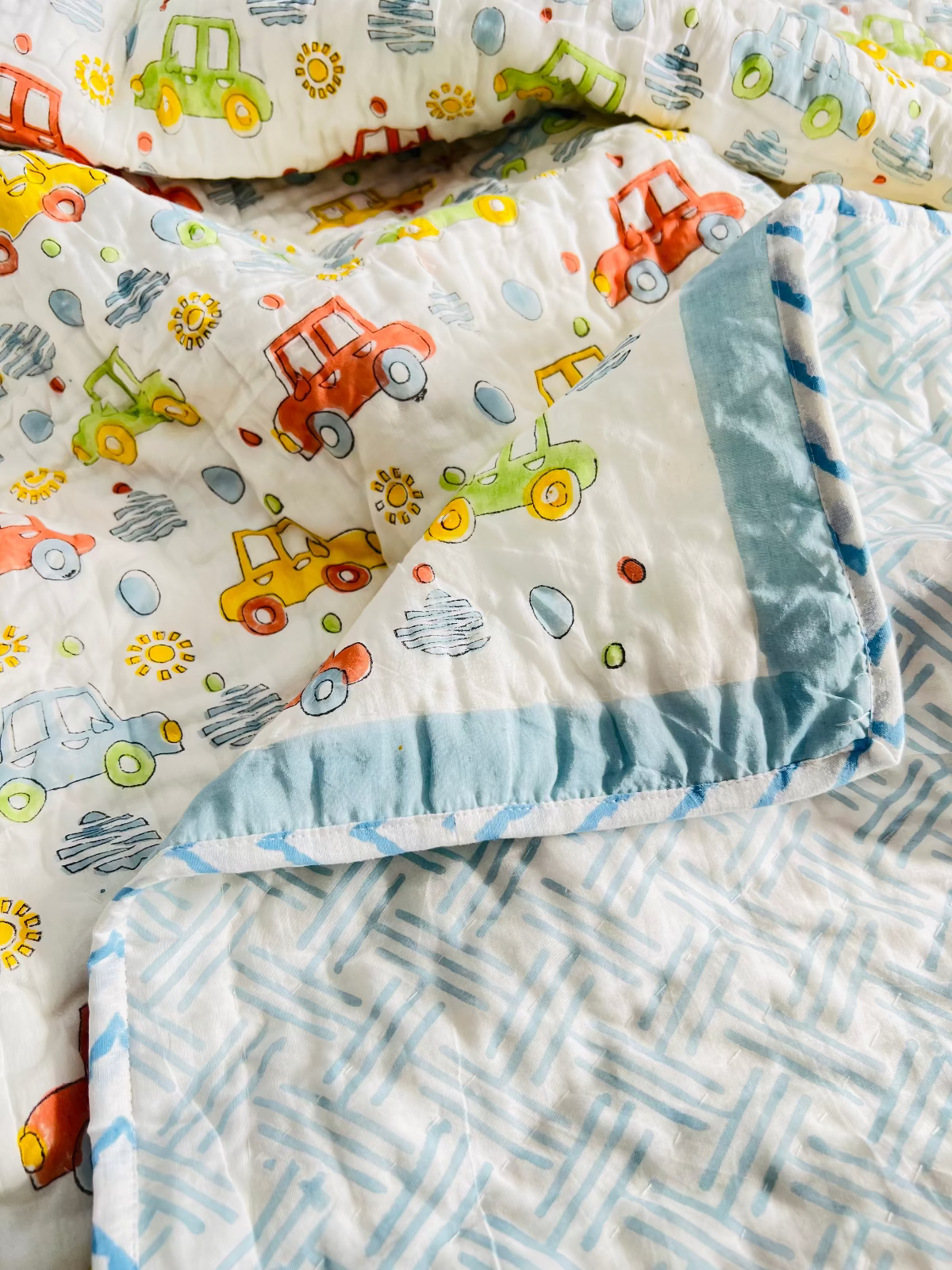 Vroomy Zoomy Kids Muslin Cotton Quilt