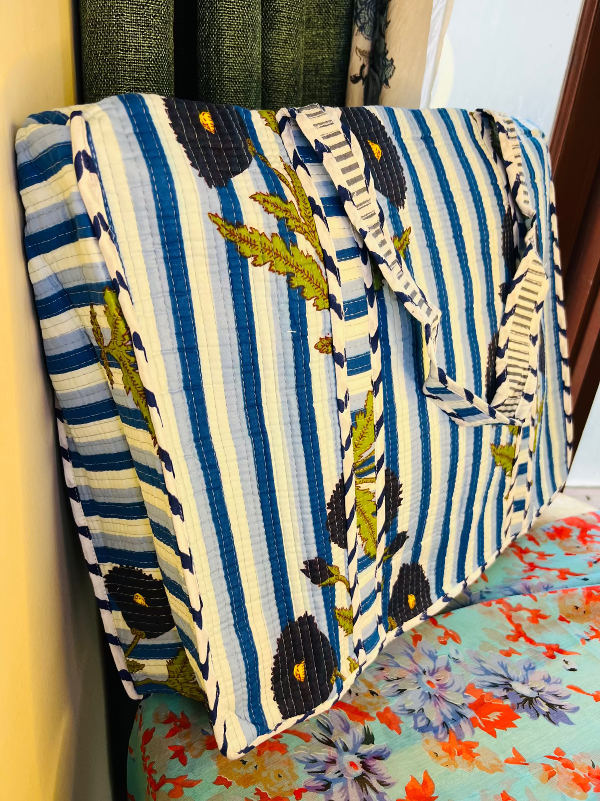 Blue Boota Quilted Tote Bag