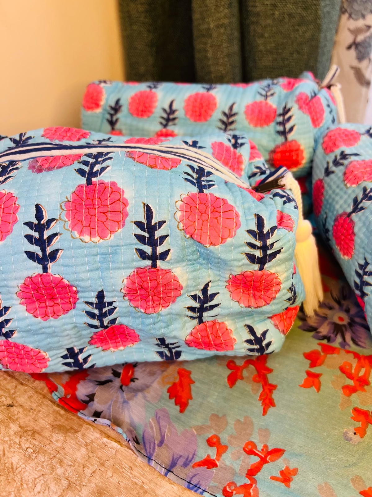Summer Bloom Multipurpose Quilted Pouches - Set of 3 (Copy)