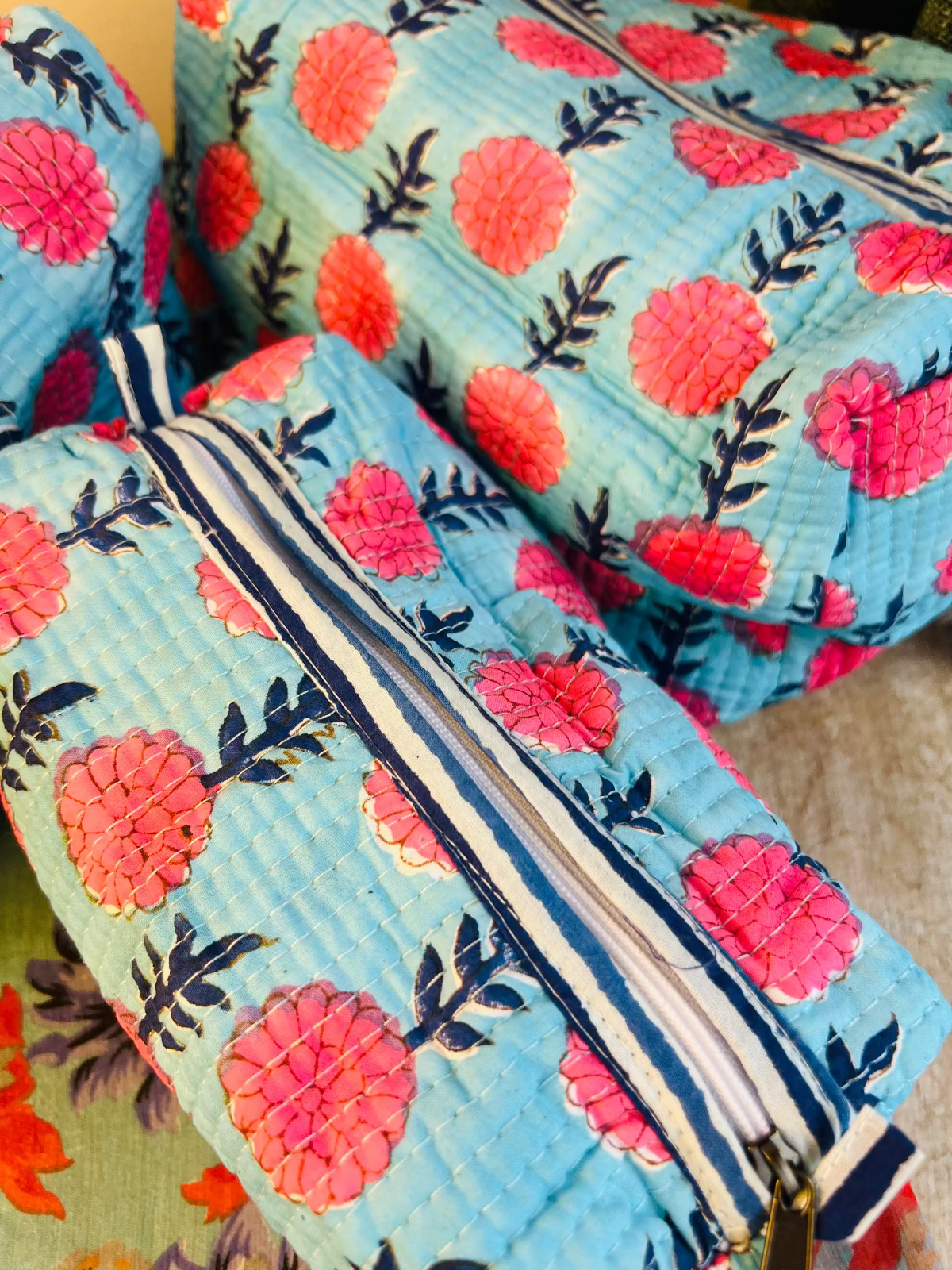 Summer Bloom Multipurpose Quilted Pouches - Set of 3 (Copy)