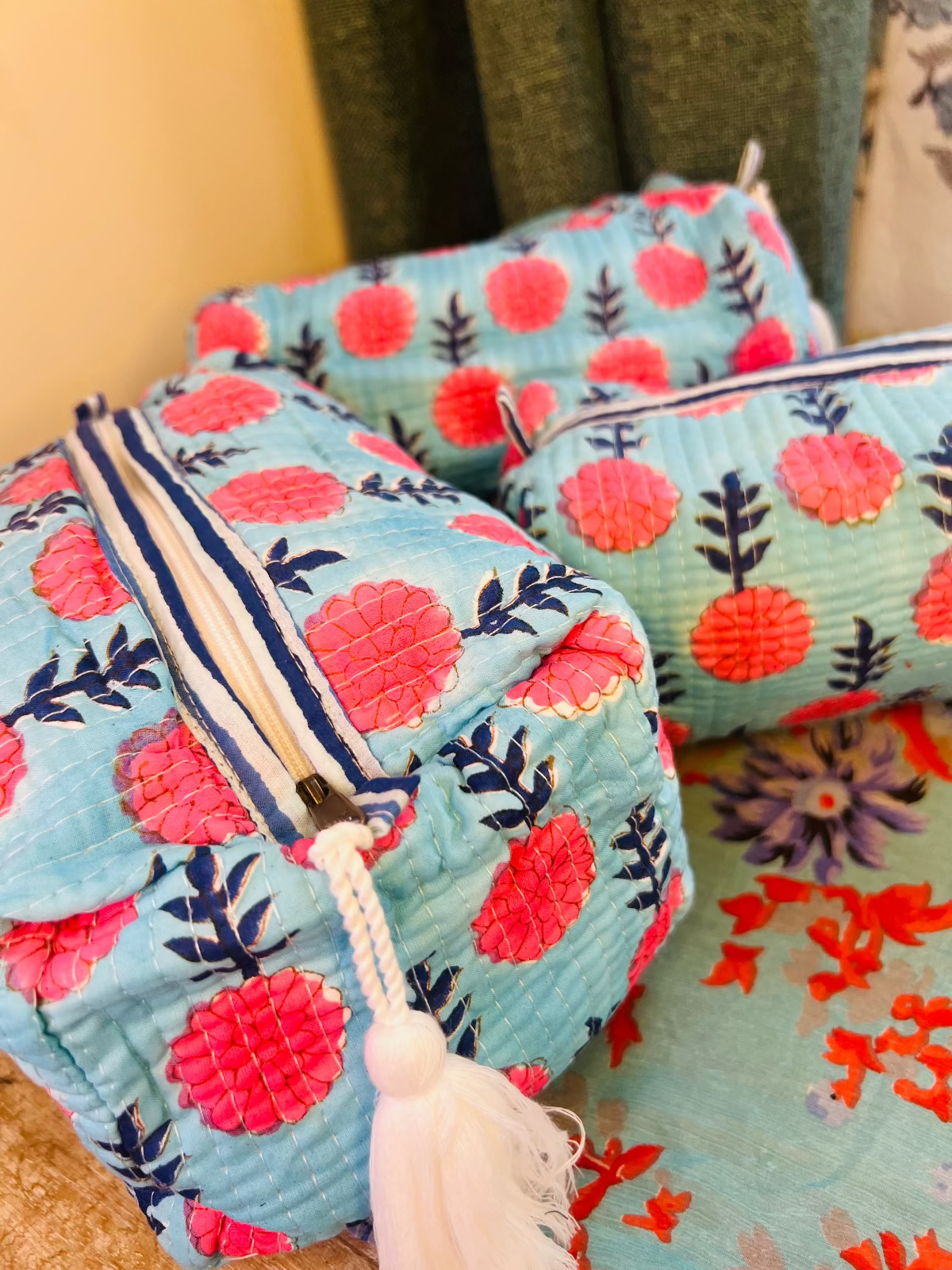 Summer Bloom Multipurpose Quilted Pouches - Set of 3 (Copy)