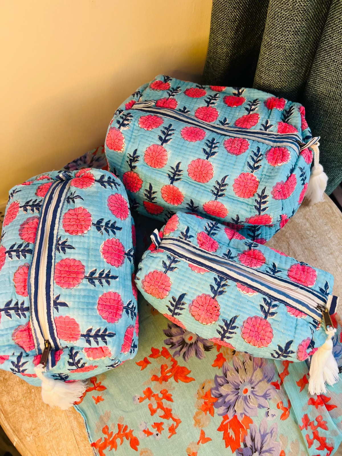 Summer Bloom Multipurpose Quilted Pouches - Set of 3 (Copy)