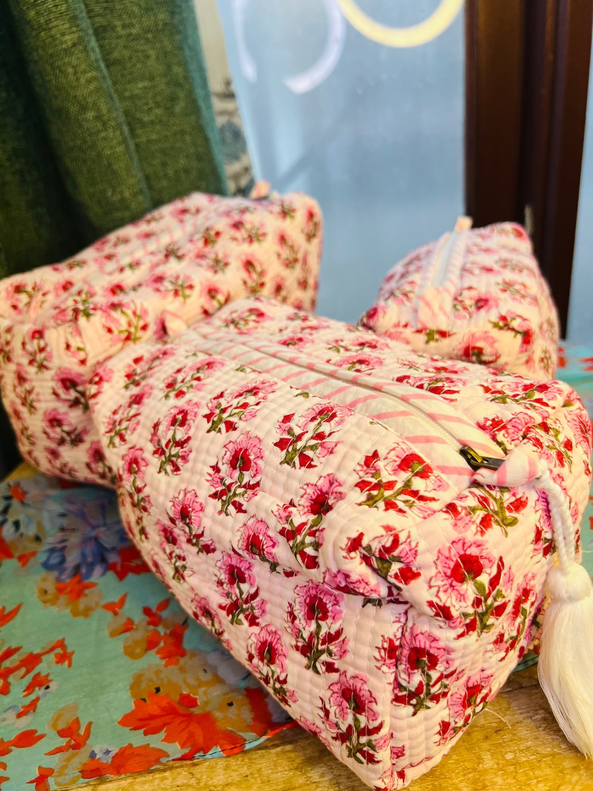 Rani Booti Multipurpose Quilted Pouches - Set of 3