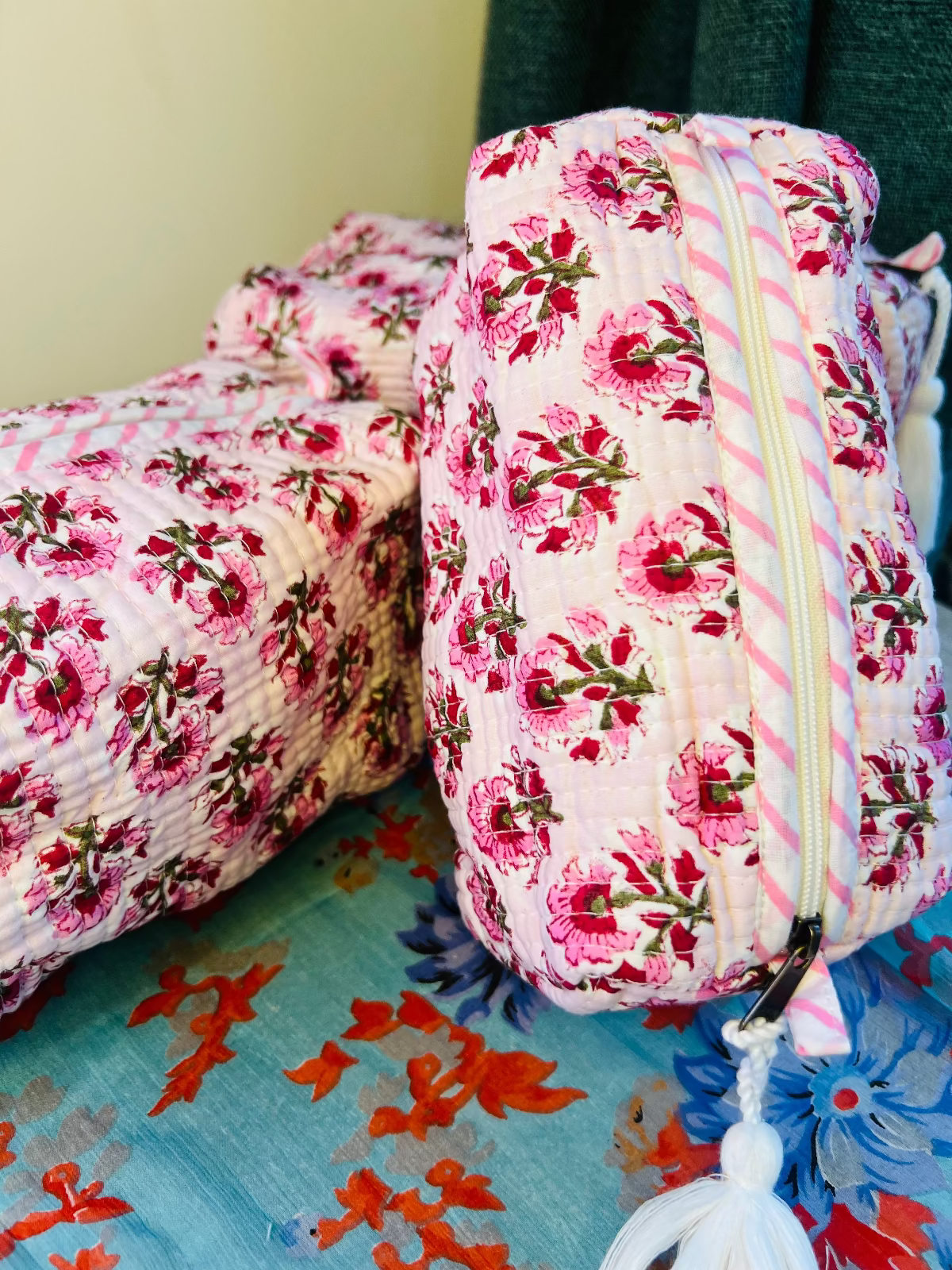 Rani Booti Multipurpose Quilted Pouches - Set of 3