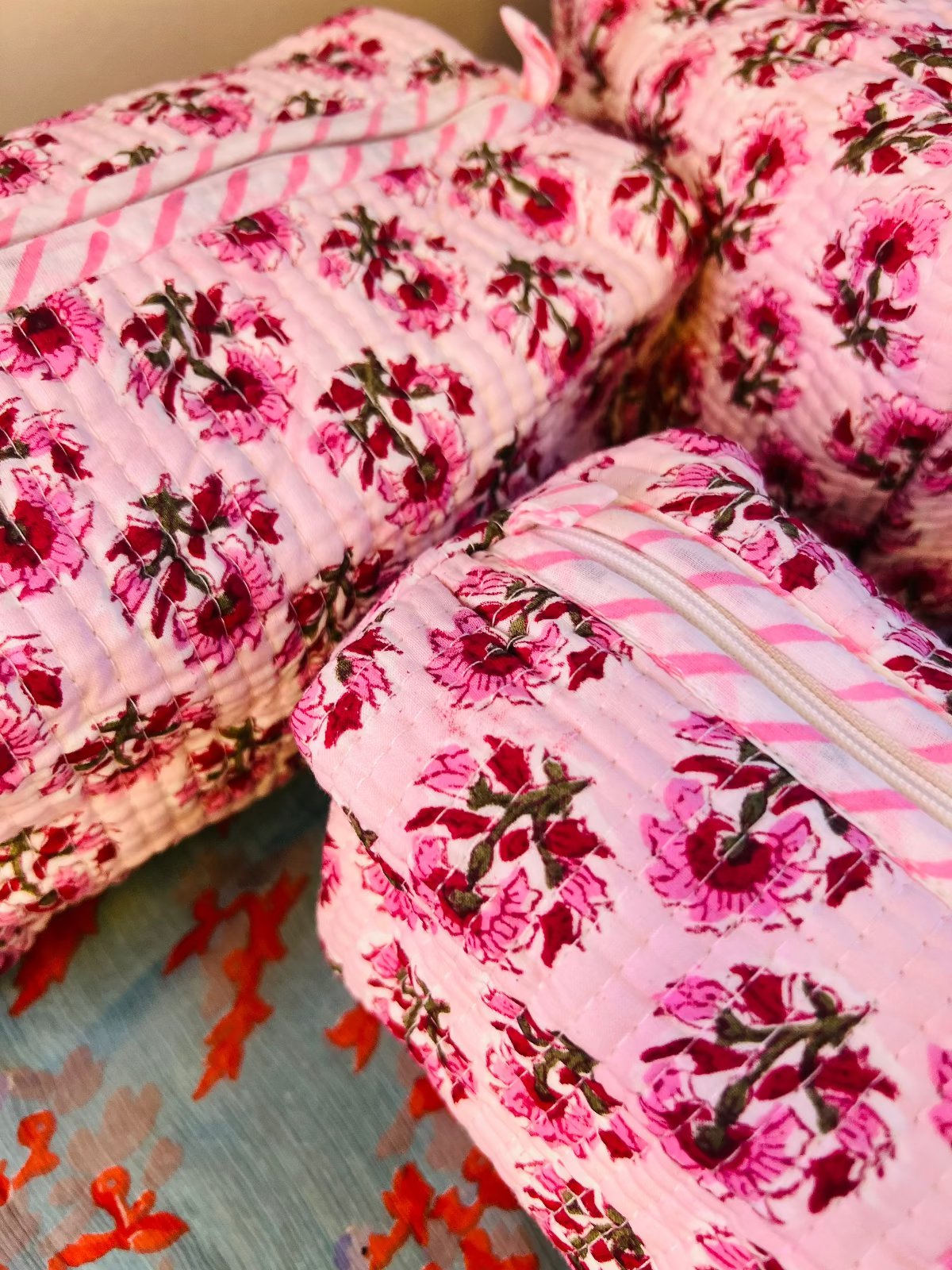 Rani Booti Multipurpose Quilted Pouches - Set of 3