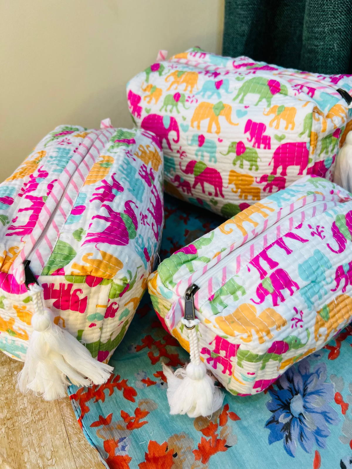 Gaj Carnival Multipurpose Quilted Pouches - Set of 3