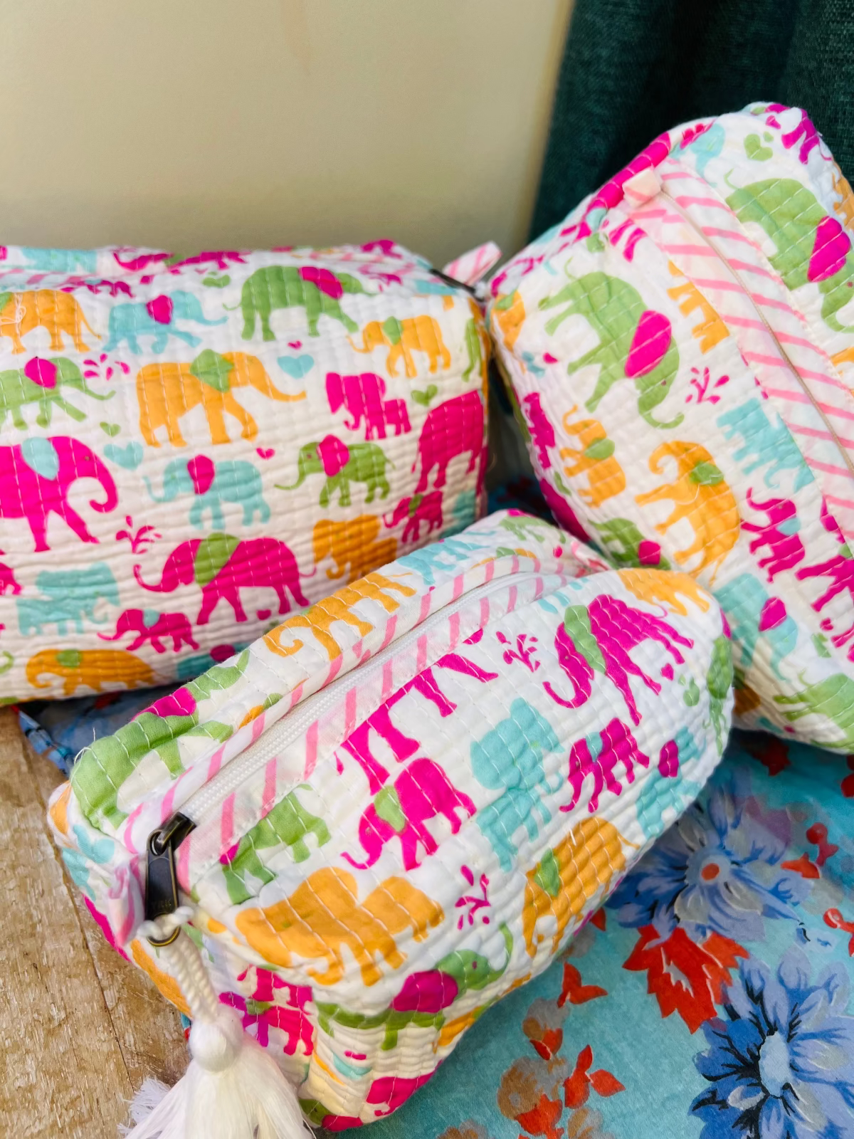 Gaj Carnival Multipurpose Quilted Pouches - Set of 3