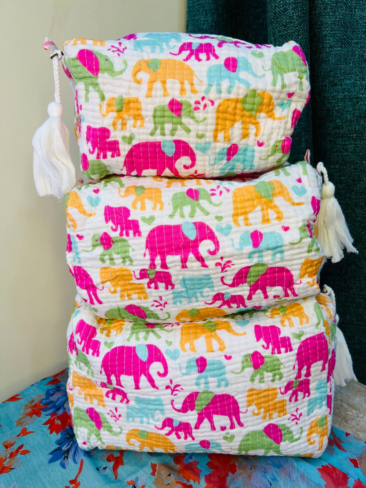 Gaj Carnival Multipurpose Quilted Pouches - Set of 3