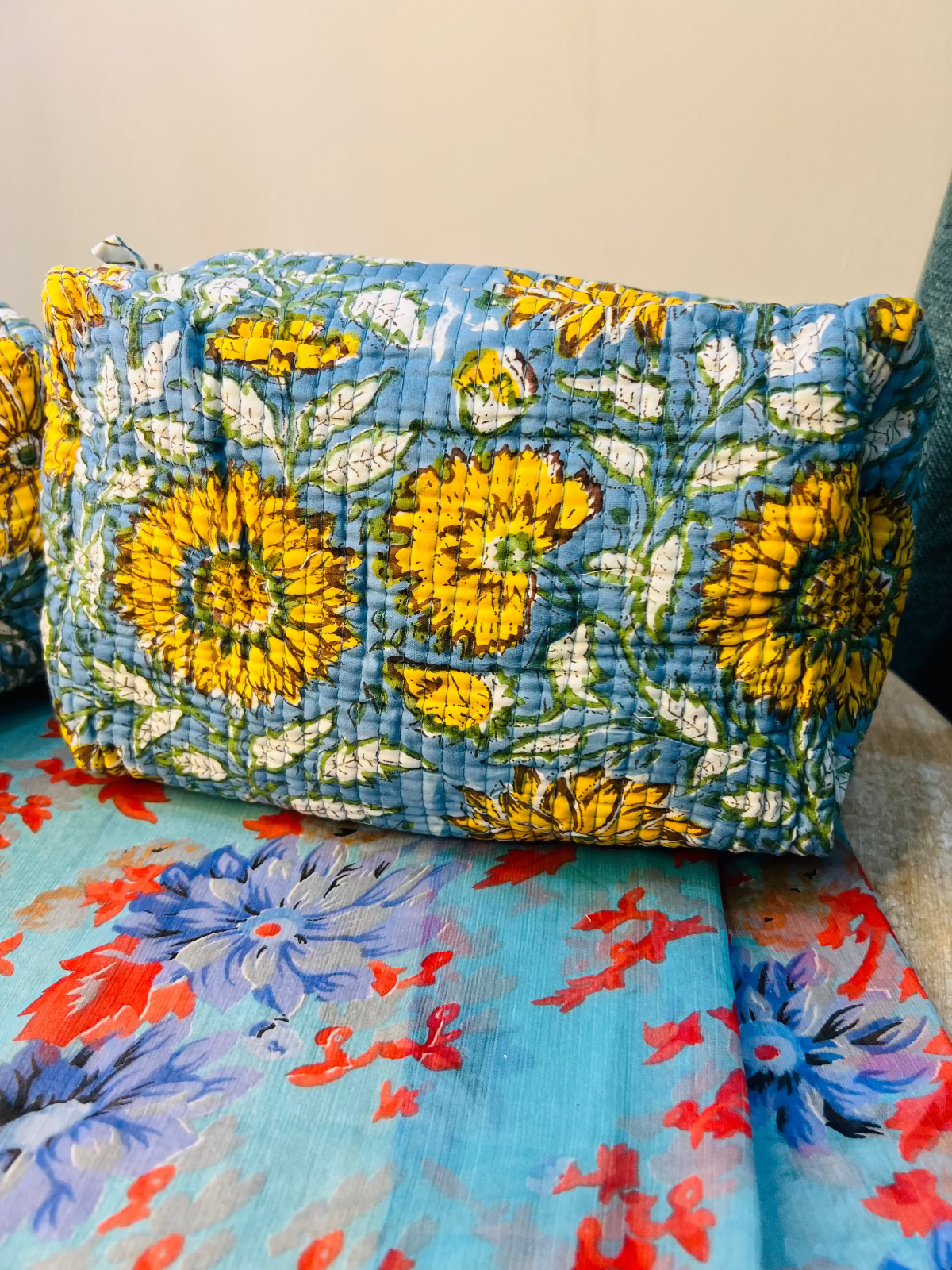 Regal Blossom Multipurpose Quilted Pouches - Set of 3
