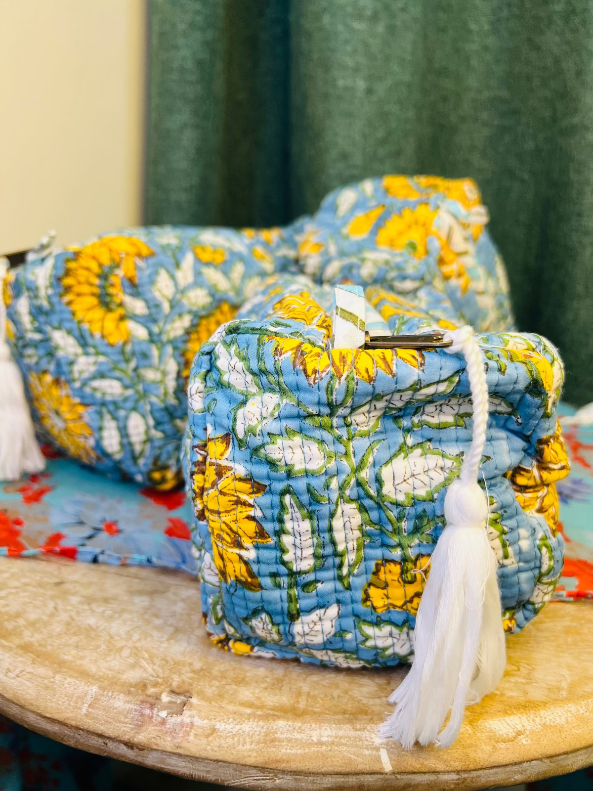 Regal Blossom Multipurpose Quilted Pouches - Set of 3
