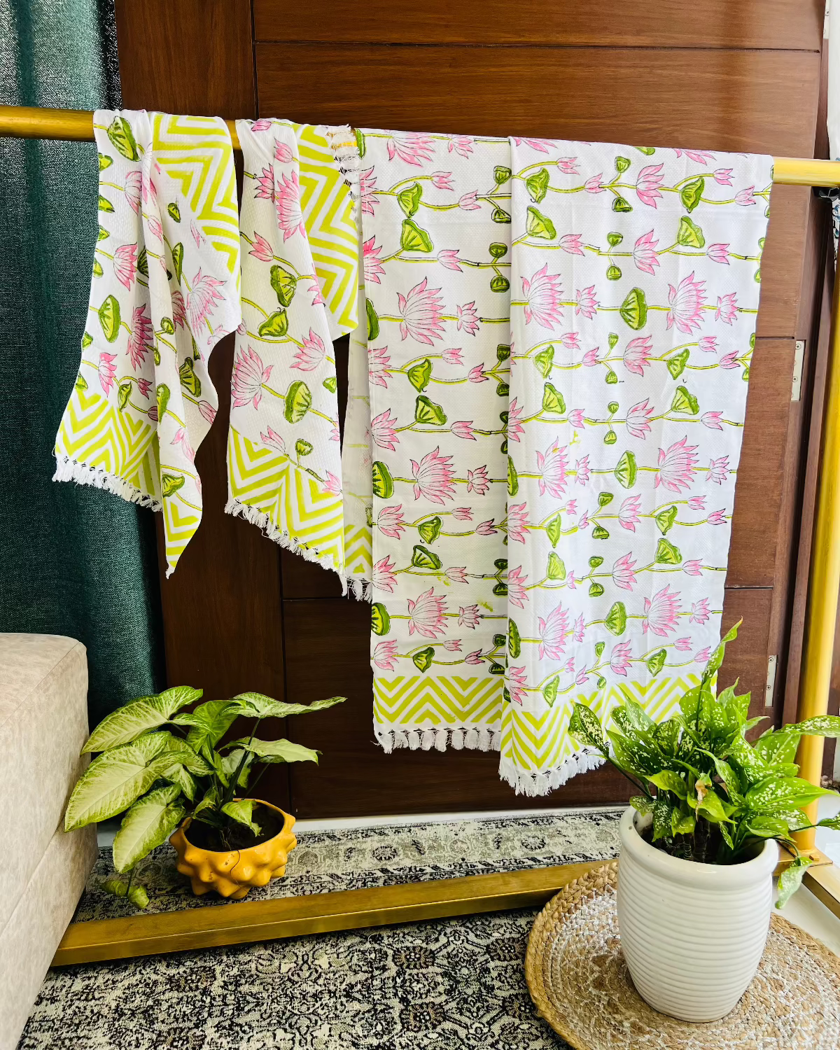 Lotus Garden Bath and Hand Towel Set