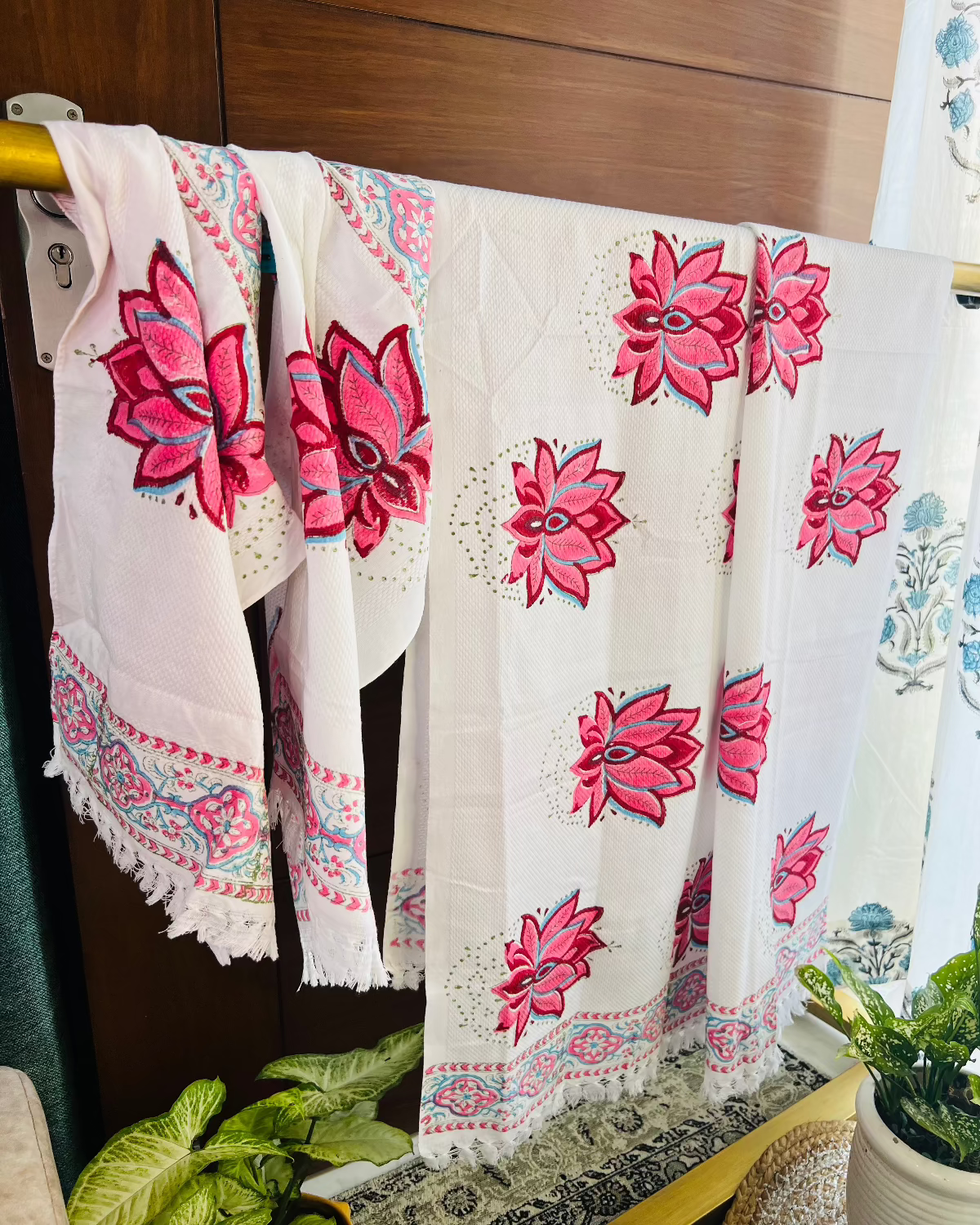 Pink Lotus Bath and Hand Towel Set