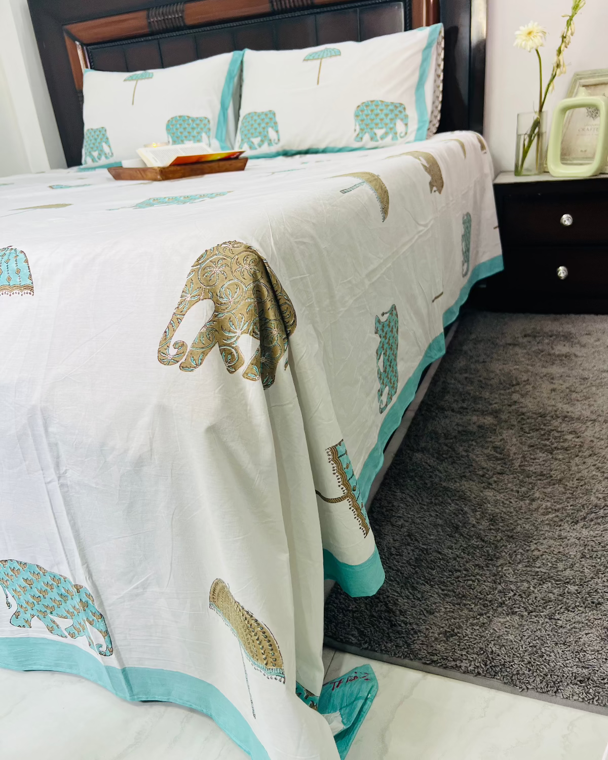 Heritage Block Cotton Bedsheet Set