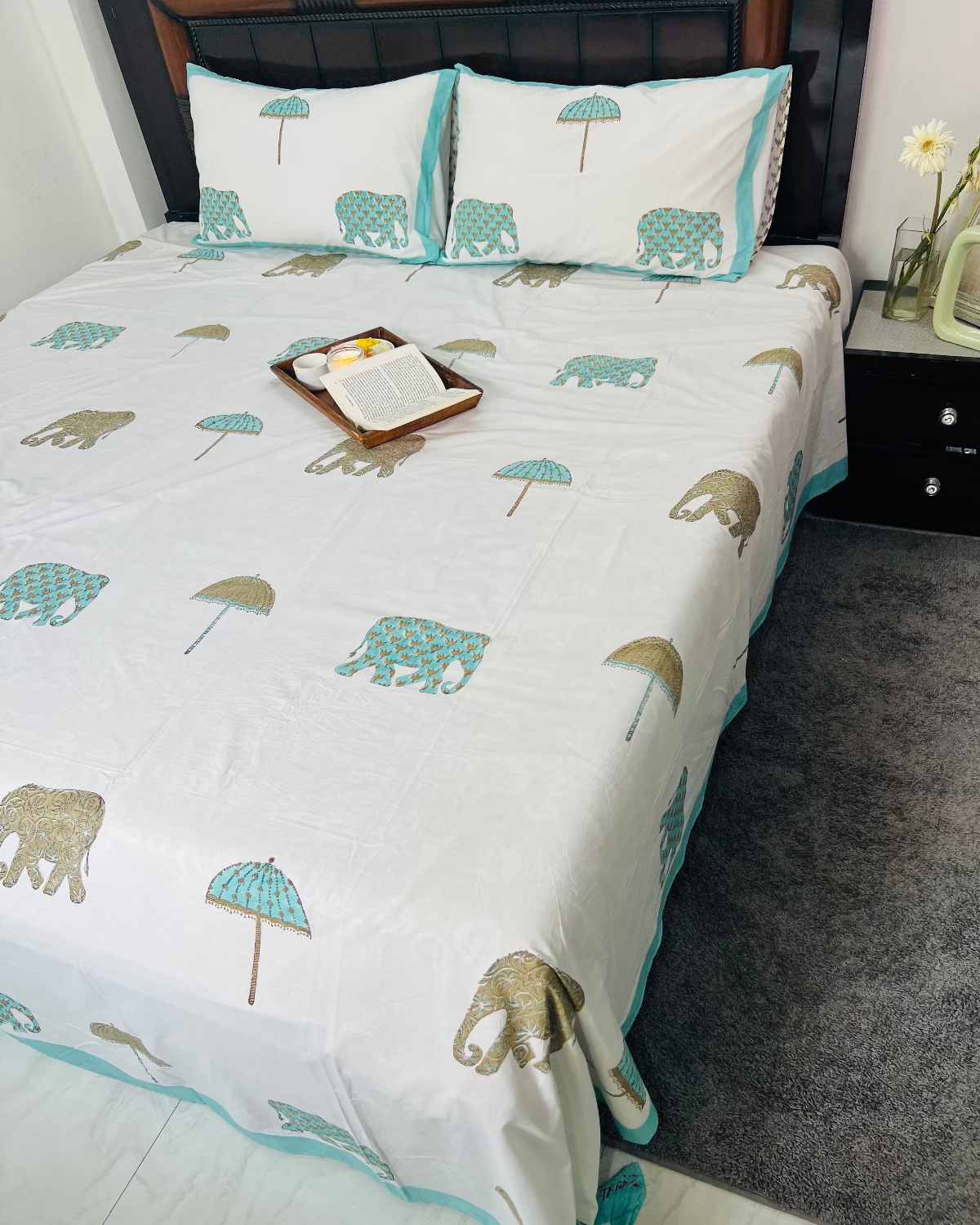 Heritage Block Cotton Bedsheet Set