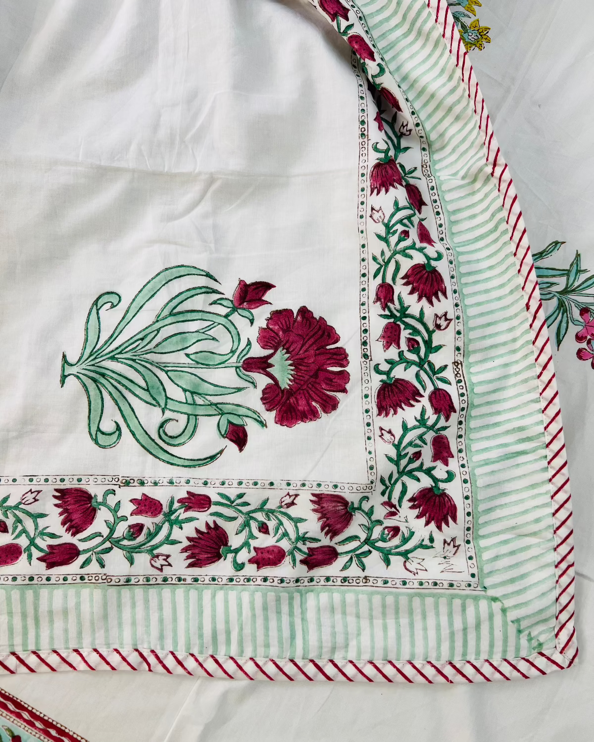 Katha handblock printed reversible muslin cotton dohar handcrafted in Jaipur by House Of Manjari.