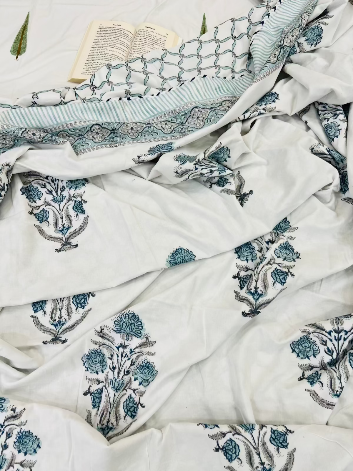 Kavya handblock printed reversible muslin cotton dohar handcrafted in Jaipur by House Of Manjari.