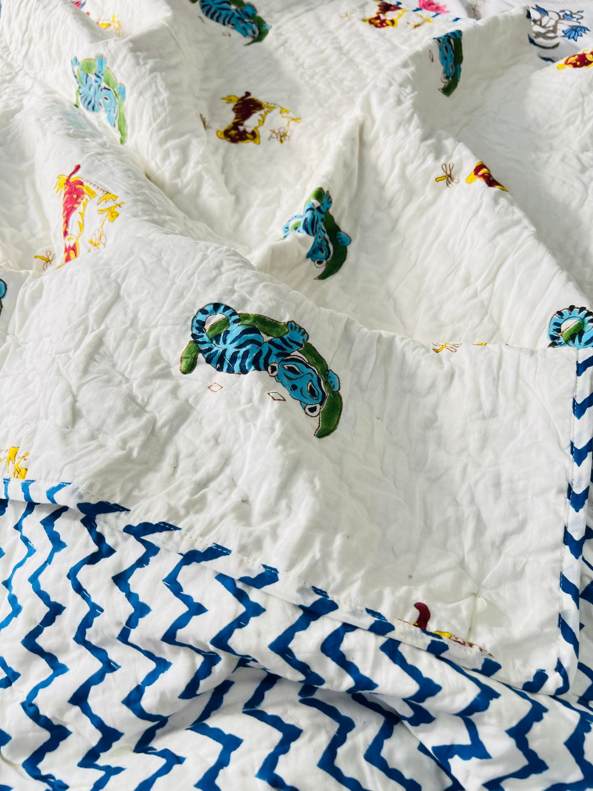 BooBoo Kids Muslin Cotton Quilt handblock printed reversible cotton quilt for kids handcrafted in Jaipur