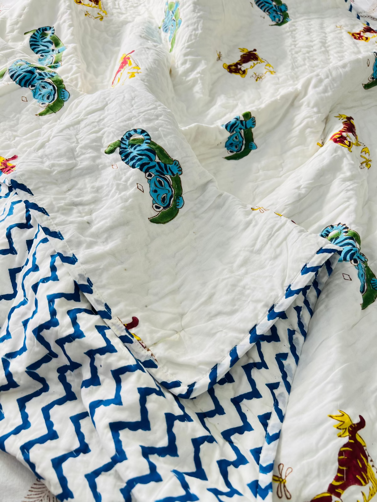 BooBoo Kids Muslin Cotton Quilt handblock printed reversible cotton quilt for kids handcrafted in Jaipur