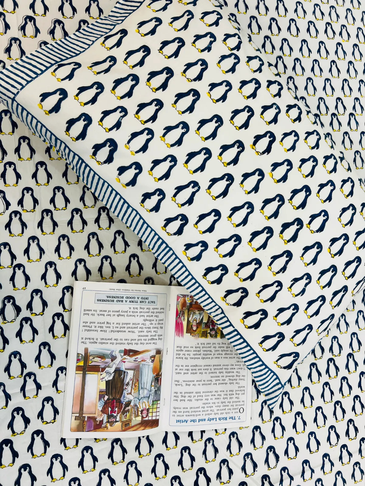 Penguin print single bedsheet in soft cotton fabric