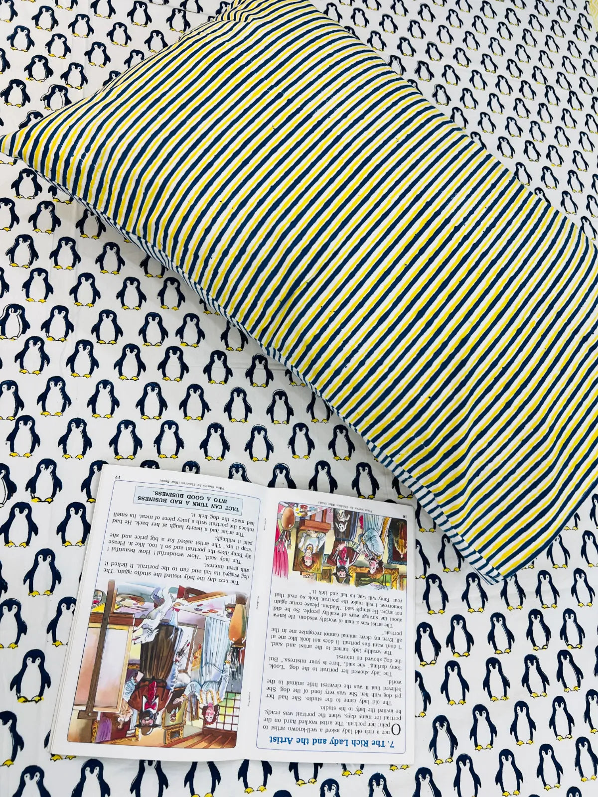 Penguin print single bedsheet in soft cotton fabric