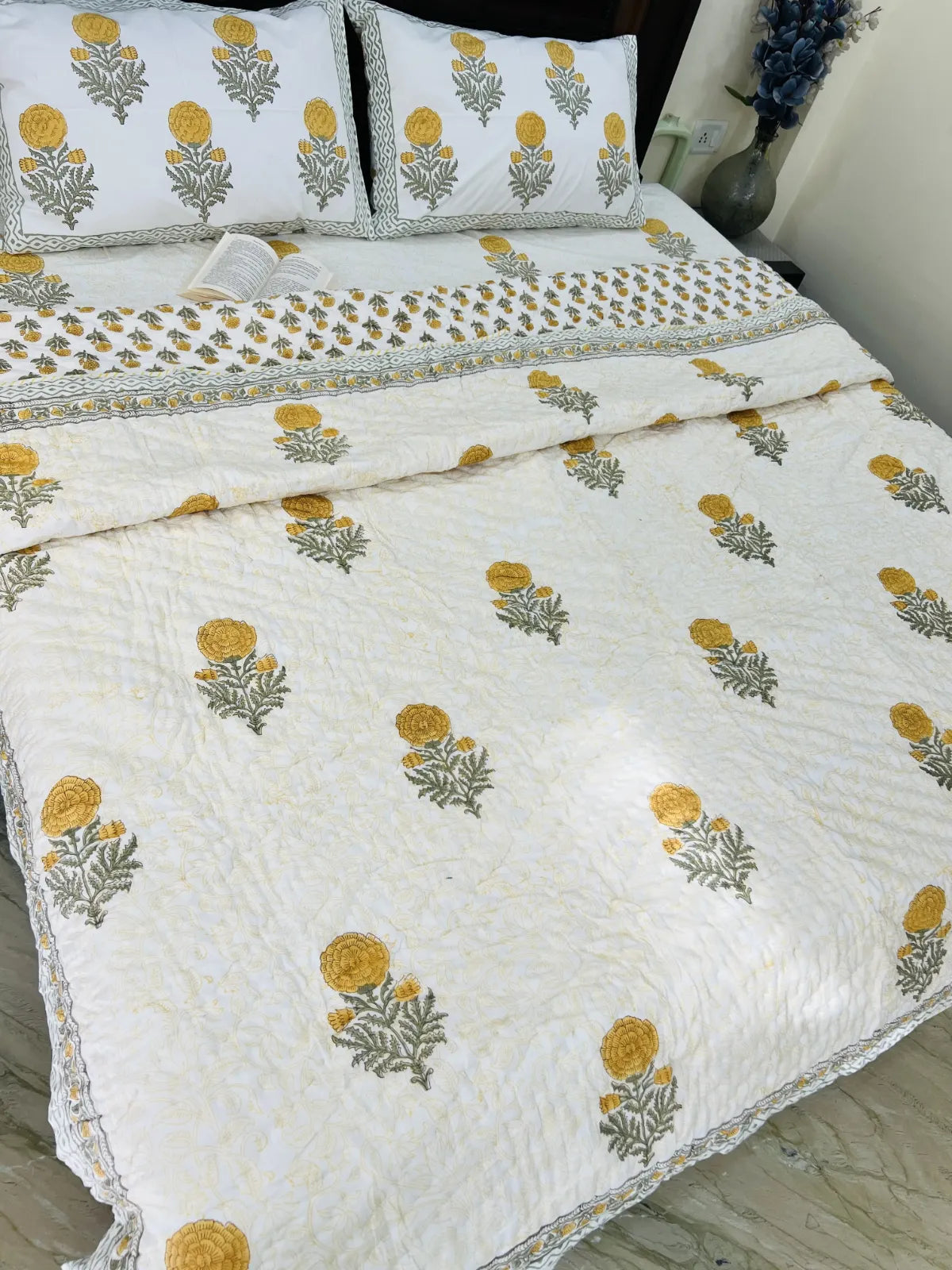 botanical handblock bedding set india