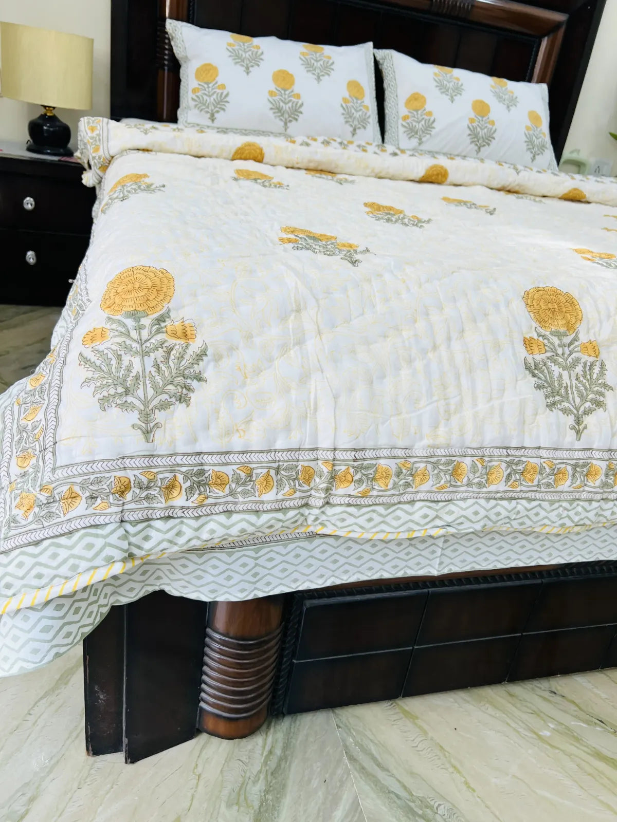 botanical handblock bedding set india
