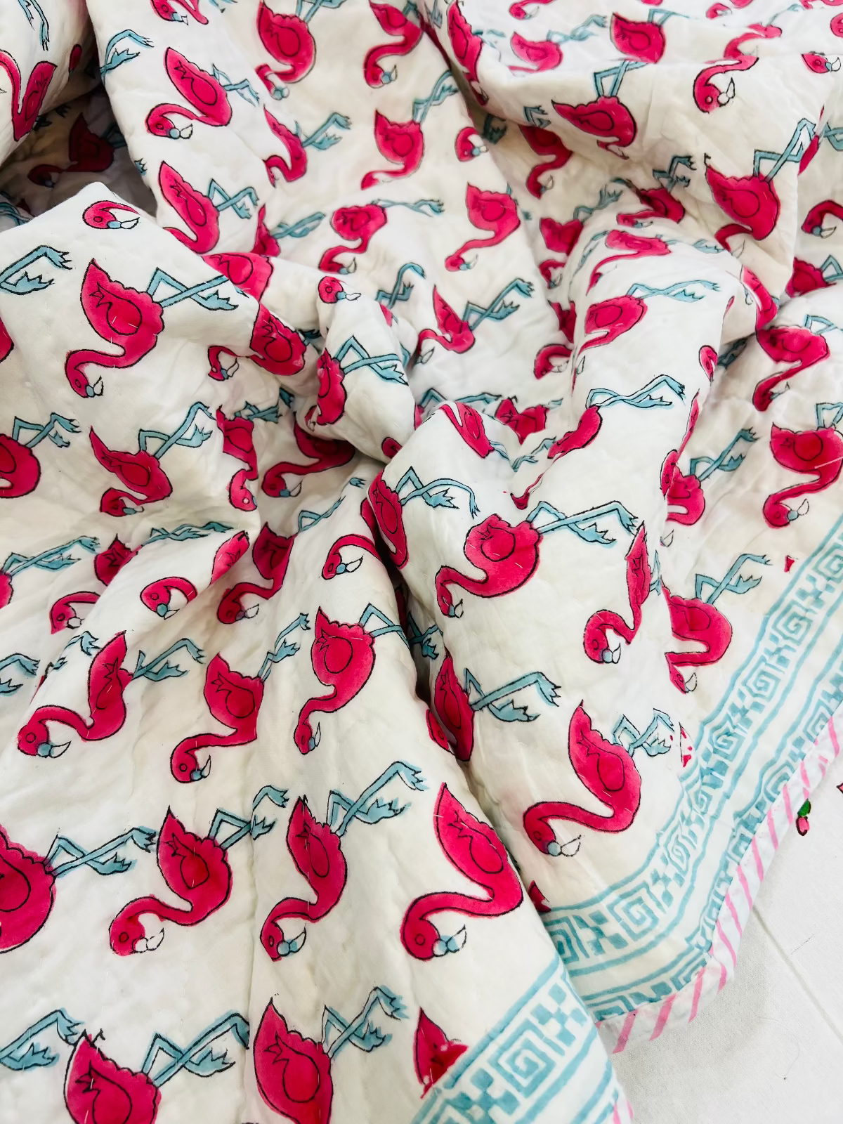 Sharvi Muslin Cotton Quilt handblock printed reversible cotton quilt handcrafted in Jaipur